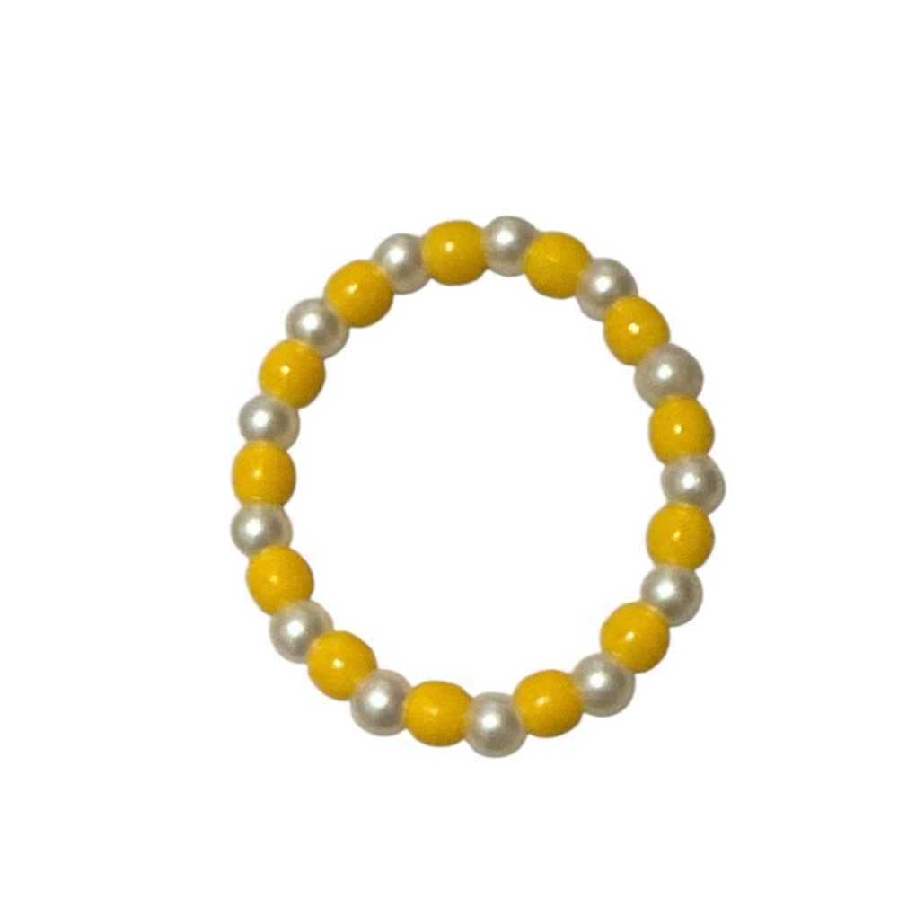 3 FOR $10 HANDCRAFTED Faux Pearl & Golden Yellow Pony Beaded Bracelet
